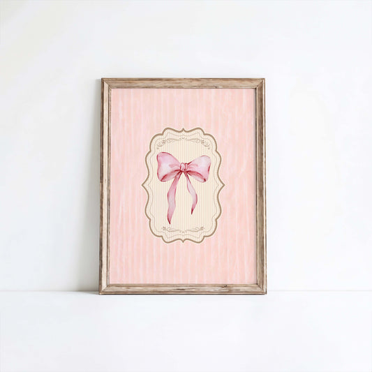 Coquette Pink Bow Nursery Art